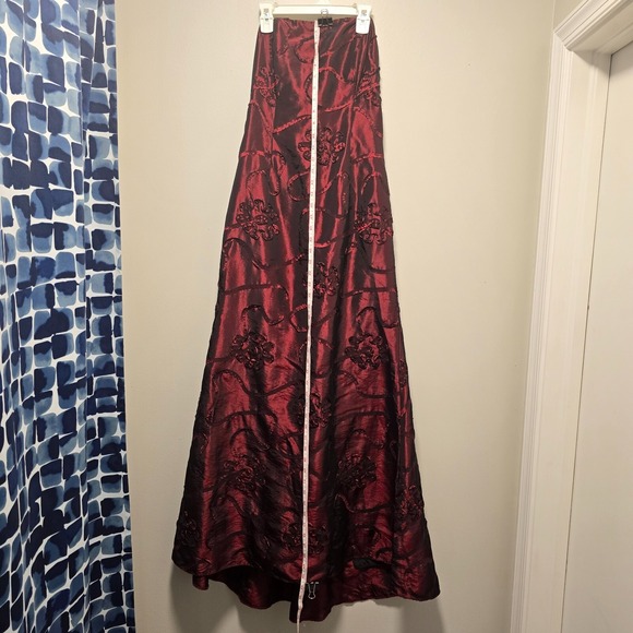 Vintage Jessica McClintock Burgundy Strapless Gown 90s Formal Prom Dress L 16–18 - Picture 14 of 16